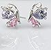 Crystalline Azuria Butterflies Stud Earrings with Pink Purple Violet Zirconia Crystals 18K White Gold Plated for Women