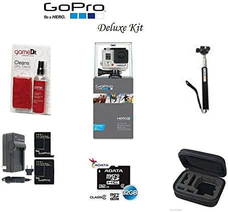 Gopro Hero3+ Silver Edition Camera -Chdhn-302-kit- Starter Kit Includes, 32gb Micro Sd, Cleaning Kit, Battery, Battery Charger and Monpod