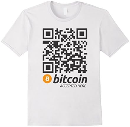 Men's Bitcoin Accepted Here QR Code T-Shirt Small White