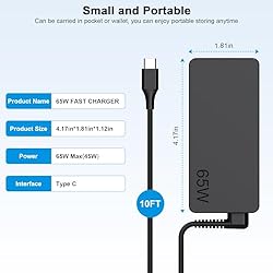 Universal USB Type C Laptop Charger 65W 45W Fit for