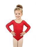 Elowel Girls' Team Basics Long Sleeve Leotard Red (size 2-4)