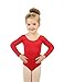 Elowel Girls' Team Basics Long Sleeve Leotard Red (size 2-4)