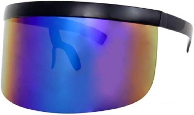 MyUV Oversized Futuristic Shield Visor Sunglasses Flat Top Mirrored Mono Lens