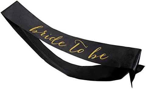 Bride to Be Sash (Black and Gold) Bachelorette Party Favors | Classy Decorations for Engagement, Shower, Wedding Supplies | Decorative Women’s Belt | Memory Keepsake