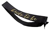 Bride to Be Sash (Black and Gold) Bachelorette Party Favors | Classy Decorations for Engagement, Shower, Wedding Supplies | Decorative Women’s Belt | Memory Keepsake
