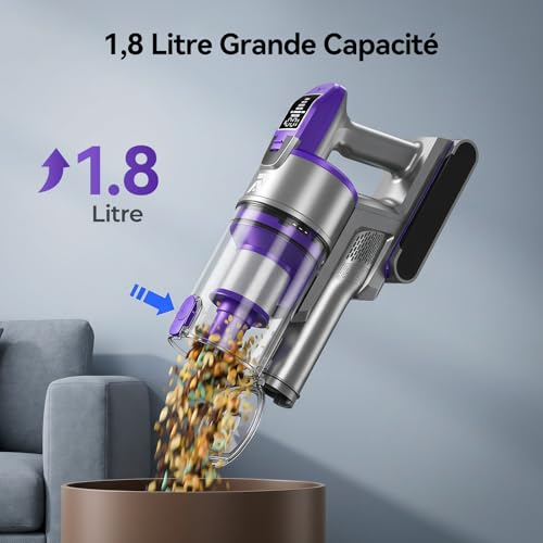 Redkey X18 Cordless Vacuum Cleaner, 60KPa/650W/80Min Powerful Cordless Vacuum Cleaner with LED Display, Intelligent Suction Adjustment, 8-in-1 Cordless Vacuum Cleaner for Hard Floors, Carpets, Pet