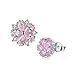 One Style 4 Pairs Earrings Studs Womens 925 Sterling Silver Gemini Earring Set Gift Ear Jacket Silver Hollow Lotus Flower Crystal