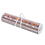 Primode Gift Wrapping Paper Storage Bag Organizer for All Your Gift Wrap & Ribbons, Fits Long 40 Inch Rolls, Hold Up to 24 Rolls, Heavy Duty Clear PVC Bag with Top and Side Handles (White)