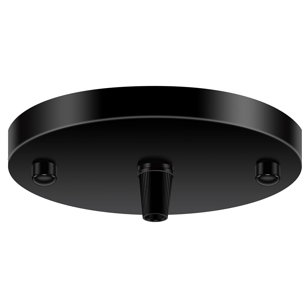 YnGia Industrial Canopy Light Kit Ceiling Rose Light Fitting 120mm for Pendant Light Wall Chandelier, Matt Black Single Hole with Ceiling Plate Bracket 100mm Earth 1 Pack