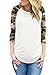 ROSKIKI Women's 3 4 Reglan Sleeve Floral Stripes Camouflage Casual Blouse T Shirt Tops