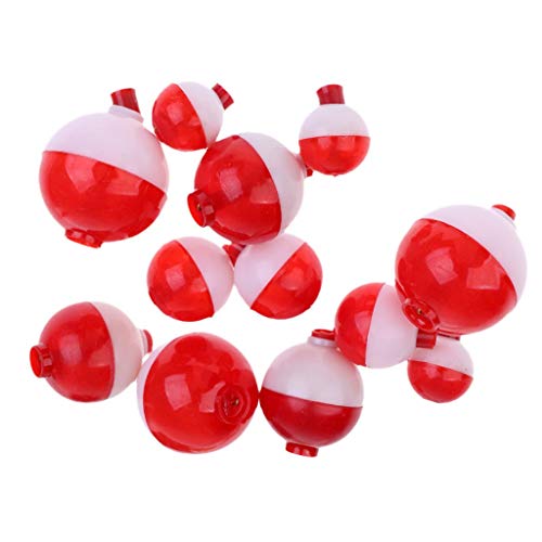 Inzopo Lot 12 Stück Angelposen Snap on Float Bobbers harter ABS-Kunststoff Druckknopf Angeln Runde Boje Posen Bobber – Bild 8