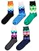 JOGAL Mens Color Dress Socks Funny Colorful Rainbow Argyle High Fun Sock,Multicolors,One Size (5 Pack)