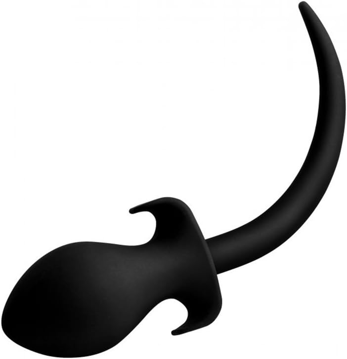 Woof XL Silicone Puppy Tail Butt Plug, Black