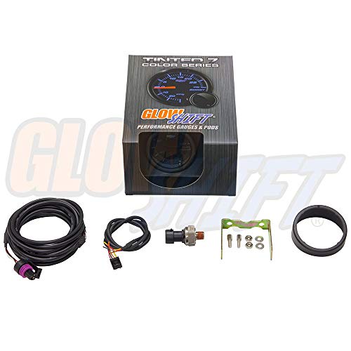 GlowShift Tinted 7 Color 100 PSI Fuel Pressure Gauge Kit Includes