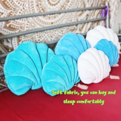 Shell Pillows,Seashell Pillows for Bed,Sofa,Couch,Decorative Shaped Throw Pillow Case Gift for Kids,Girl,Boy,Women,Sea Princess (Navy Blue,S)