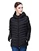 Puredown Women's Lightweight Packable Hooded Goose Down Jacket, Black