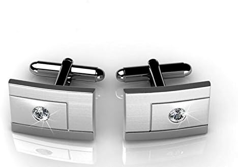 TK Beauty Glimmering Diamond Color Cufflinks For Men Made With Swarovski Crystals