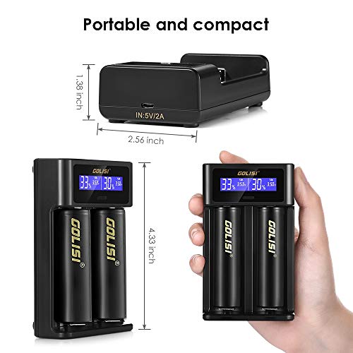 LCD Display Universal Battery Charger, INLIFE Speedy Smart Battery Charger for Rechargeable Batteries Ni-MH Ni-Cd A AA AAA AAAA C SC, Li-ion 18650 26650 26500 20700 22650 18490 17670 17500 17355 (I2) - Thumbnail 4