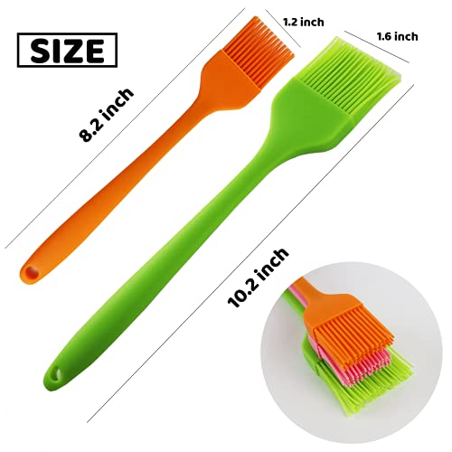 FADIKX 3Pcs Bbq Brushes for Sauce Silicone Basting Pastry Brush Spread Oil Butter Baste Pastries Cakes Meat Sausages Desserts, Food Grade, Dishwasher safe(Green Pink & Orange)