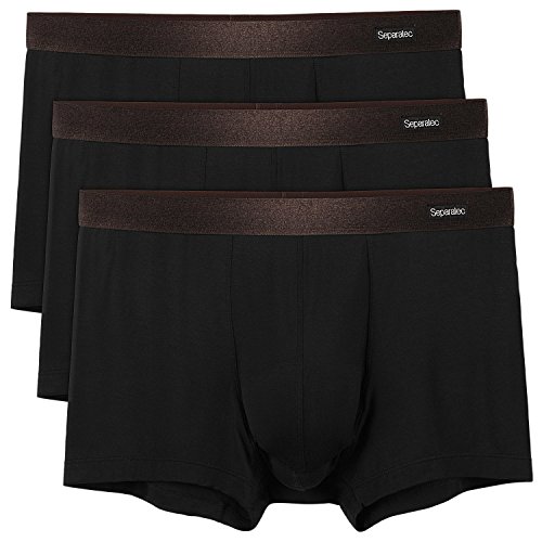 Separatec 3 Pack Men's Basic Bamboo Rayon Soft and Breathable Pouch Underwear Trunks