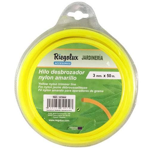 Riegolux 107664 Nylon Square Trimmer Thread, Yellow, 3 mm x 50 m