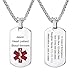LMXXV Customize Horizontal Engraved Medical Alert ID 316L Stainless Steel Dog Tag Pendant Necklace for Men Boy