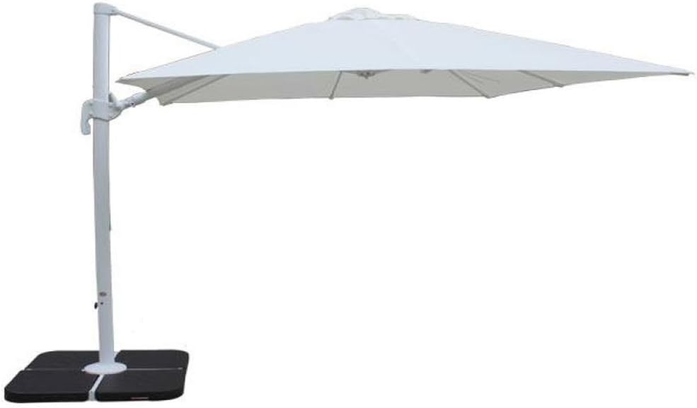 Ombrellone Da Giardino Braccio Laterale 3x3 Mt - Palo Girevole, Telo Con Airvent, Bianco