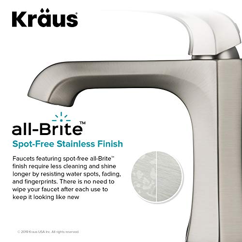 KRAUS Esta Single Handle Basin Bathroom Faucet with Lift Rod Drain in Spot Free Stainless Steel, KBF-1211SFS - Thumbnail 4