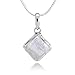 Sterling Silver Moonstone Healing Gemstone Square Pendant Necklace w/ 18