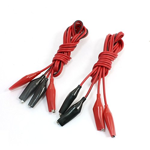 uxcell 4Pcs Dual End Alligators Test Clip Lead Probe Cable Red Black 1m