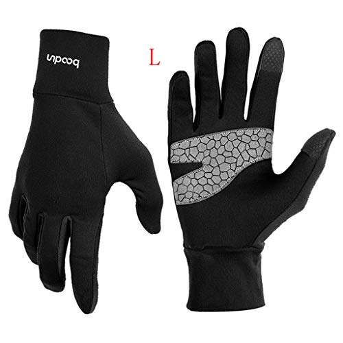 Unisex Winter Gloves, Warm Thermal Gloves Running Gloves Cold Weather Gloves Driving Riding Cycling Gloves Outdoor Sports Gloves for Men and Women (Black, L)