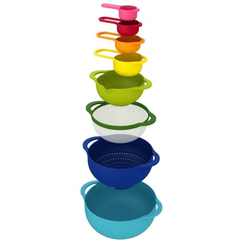 Joseph-Joseph-40086-Nest-8-Nesting-Bowls-Set-with-Mixing-Bowls-Measuring-Cups-Sieve-Colander-8-Piece-Multicolored