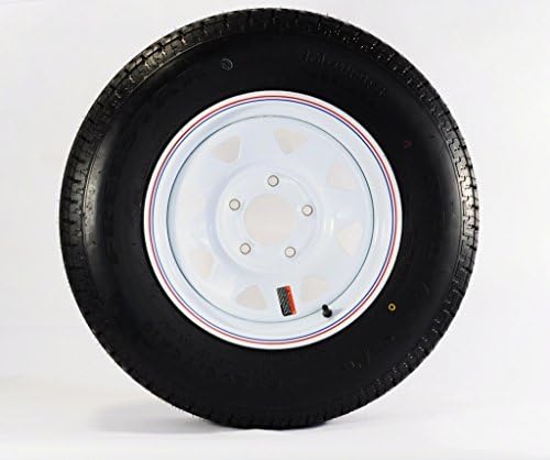 ST175/80R13 LRC Rainier ST Radial Trailer Tire on 13" 5 Lug White Spoke Trailer Wheel