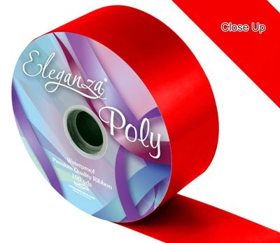 Eleganza 1 x Waterproof Poly Ribbon, Radiant Red, 50 mm x 91 m