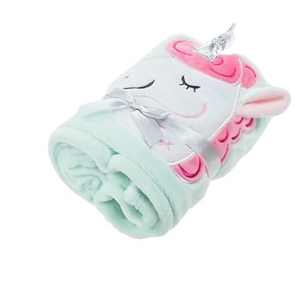 EinhornLiebe Kuscheldecke mit Einhorn | Babydecke Kinder Schmusedecke 130x81cm Fleecedecke (mint-grün)