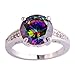 Psiroy 925 Sterling Silver Plated Simulated Rainbow Topaz Solitaire Promise Ring Size 7