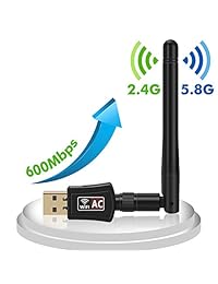 Adaptador WiFi USB inalámbrico, 600mbps doble banda (2.4G 150Mbps + 5,8 g 433mbps) y WPS seguro Tech, USB inalámbrico Dongle antena adaptador de red para tablet, computadora portátil Destop PC