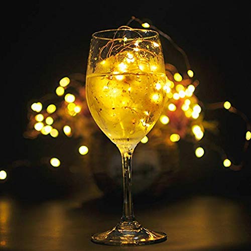 Bottle Lights, HTLY SPR 6 Packs Imitation Cork Copper Starry Wine Bottle Lights, Battery Powered Warm White Wire Bottle Lights for Bedroom, Parties, Wedding, Decoration(2m/7.2ft Warm White)