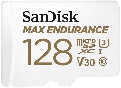 SanDisk MAX ENDURANCE Video Monitoring for Dashcams & Home Monitoring 128 GB microSDXC Memory Card + SD Adaptor 60,000 Hours Endurance