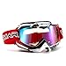 Motorcycle Motocross Goggles ATV Racing Goggles Dirt Bike Tactical Riding Motorbike Goggle Glasses, Bendable Windproof Dustproof Scratch Resistant Protective Safety Glasses (Red)