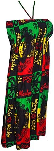 Rasta Bob Marley Style Bandeau Women's Dress, Halterneck Sundress Reggae One Size