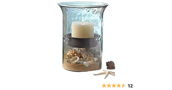 First Of A Kind Glass Hurricane Pillar Candle Holder With Rustic Metal Insert Perfect As A Centerpiece Small Smoked Glass Hurricane Candleholders Home Decor Ekoios Vn