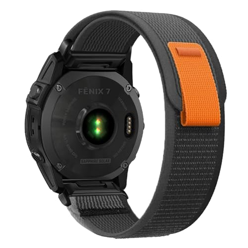 SumRioo QuickFit 22mm Strap for Garmin Fenix 8/8 Solar 47mm/Fenix E/Fenix 7 Pro/Fenix 7/6 Pro/6/5 Plus/5, Nylon Loop Trail Strap for Garmin Forerunner 965/955/945/935, Epix 2, Black/Grey
