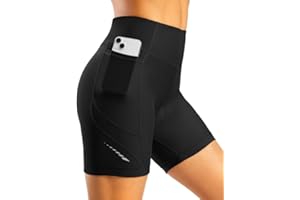 Bikewa Women's 4D Padded Bike Shorts High Waist Cycling Underwear for Women Road Bicycle Biking Shorts with Zipper Pockets