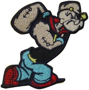 POPEYE Iron On Patch Applique Embroidered Sailor Man Motif Fabric Decal 3 x 2.8 inches (7.5 x 7 cm)