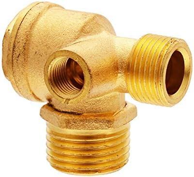 Brass 3-Way Female Threaded Non-Return Check Valve Tube Connector Tool (1/2" * 1/2" * 1/8"), Gold Tone, Female 1/2"*1/2"*1/8"