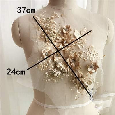 Beaded 3D Flowers Pearl Embroidery Patch Costume for Wedding/Evening Dress Clothing Sew On Patches Floral Lace Fabrics Applique