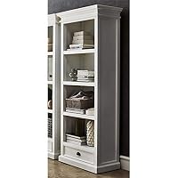NovaSolo Halifax Bookcase with One Drawer, Pure White
