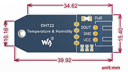 Waveshare DHT22 Temperature-Humidity Sensor Digital Temperature and Humidity Measurement Module with Onboard Sensor DHT22 (AM2302) for Arduino