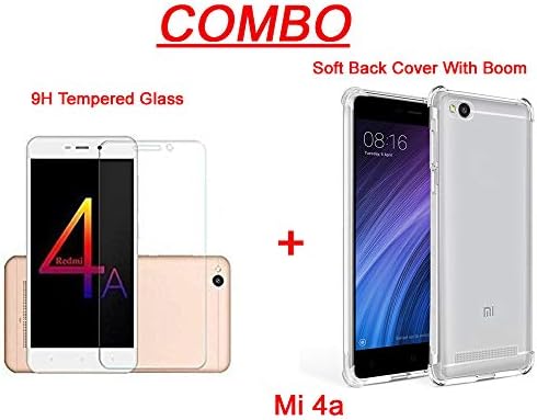AccWorld ® Xiaomi Redmi 4A, Tempered Glass & Back Cover, [Combo [Bumper] Premium Real 2.5D 9H Anti-Fingerprints & Oil Stains Coating Hardness Screen Protector Guard for Xiaomi Redmi 4A / 4 A